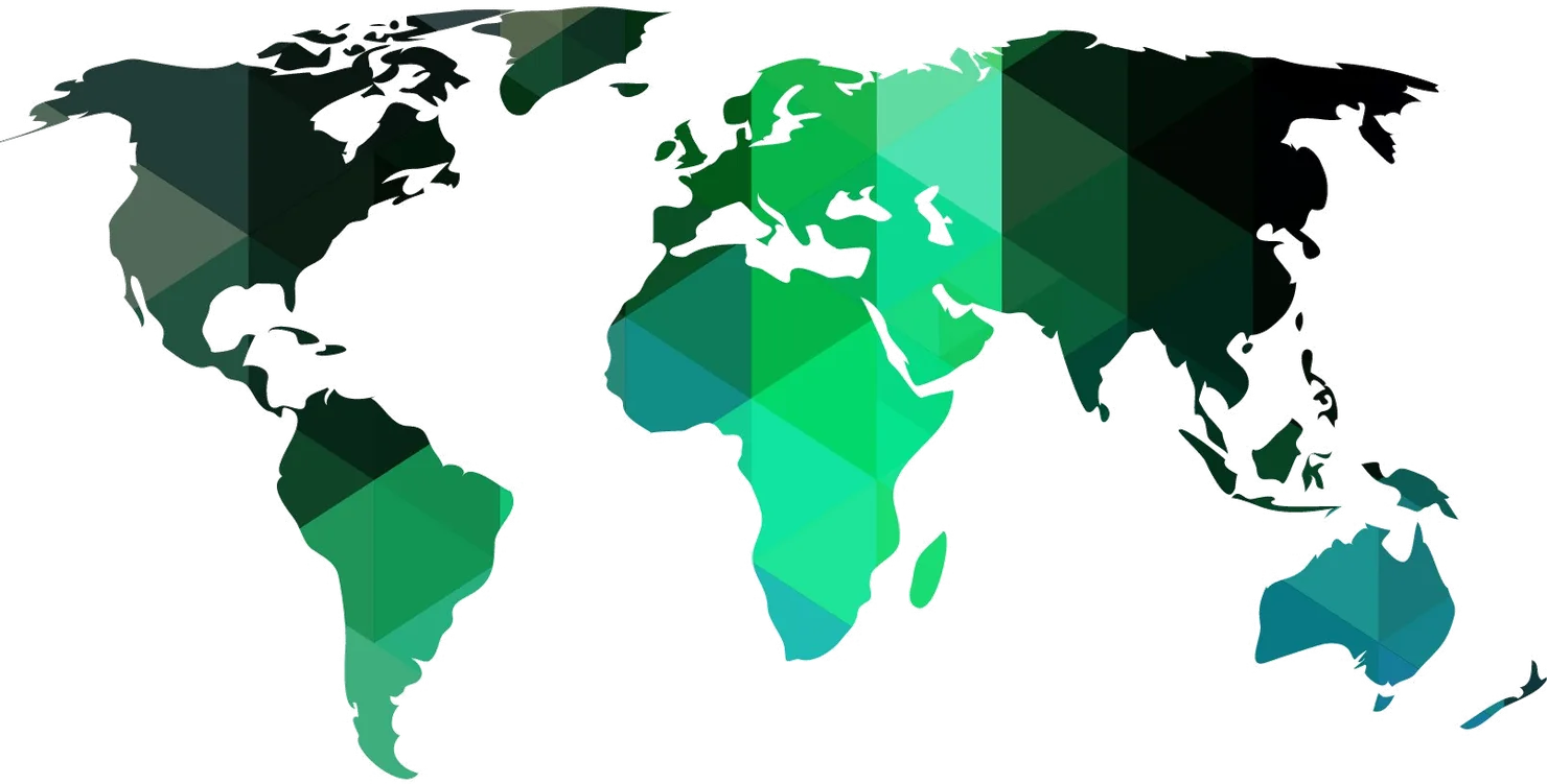 Mapa mundial que ilustra el alcance internacional de los proyectos de Julián Orlando.